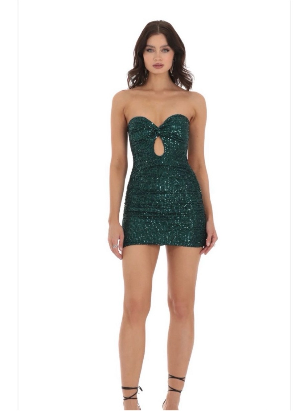 Lucy in the Sky Emerald Green Sequin Strapless Mini Dress